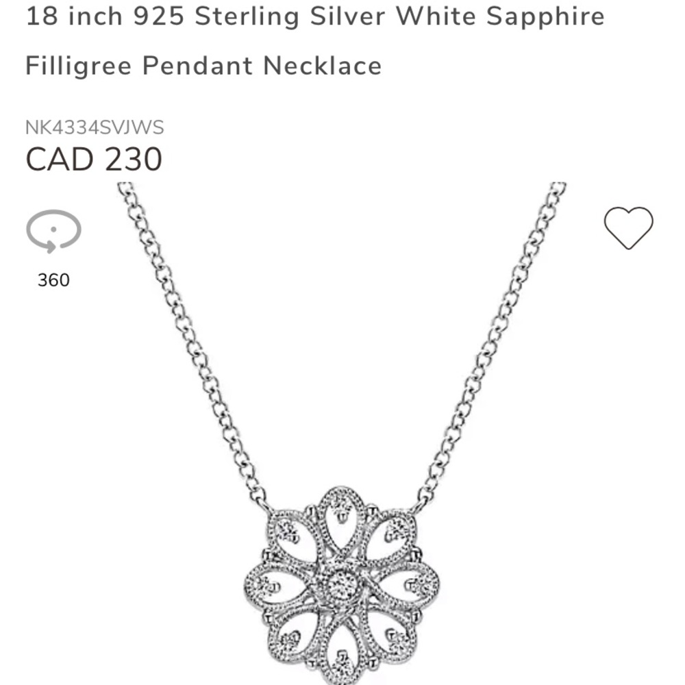 Authentic Gabriel and Co White Sapphire and Sterling Silver Necklace